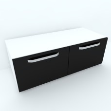 Armonia Comoda alba cu 2 sertare cu maner front PAL Negru